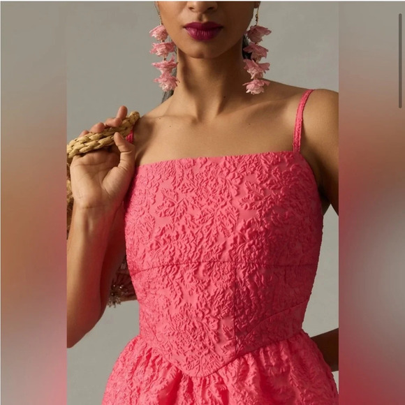 Anthropologie Hutch Tiered Corset Dress Pink Size 12 - Picture 2 of 9